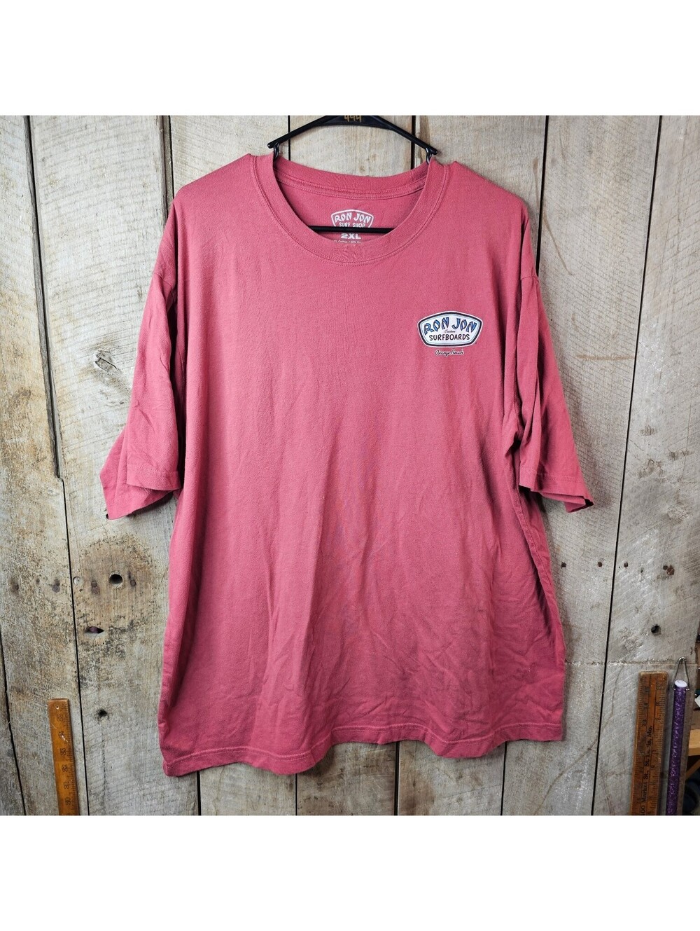Ron Jon Surf Shop T-Shirt Men's 2XL Red Custom Surfboards Orange Beach Logo Tee